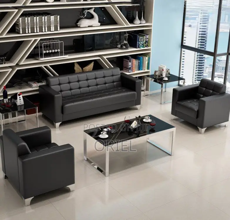 Office Sofa : Black Leather Office Sofa