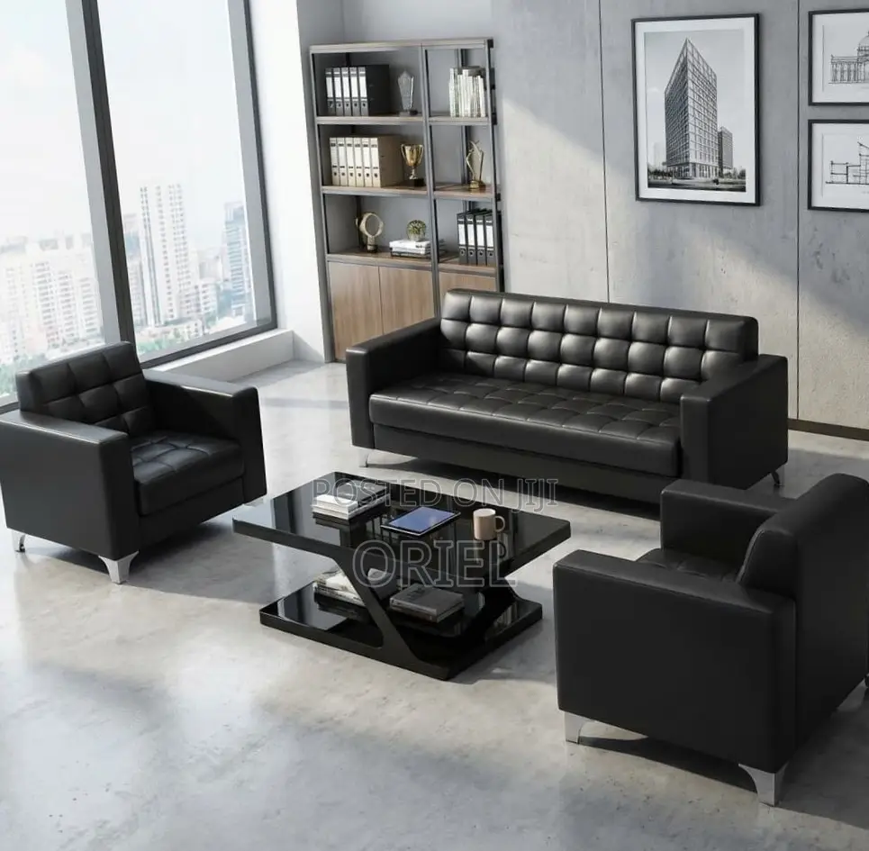 Office Sofa : Black Leather Office Sofa