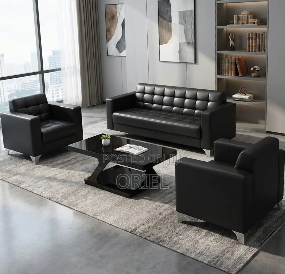 Office Sofa : Black Leather Office Sofa