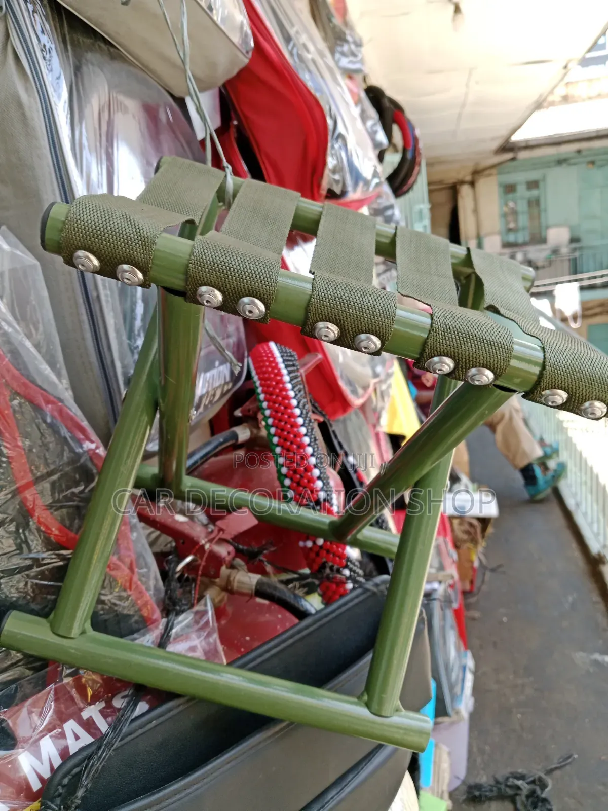 Military Green Style Pottable Camping Stool With Sturdy Metal Frame