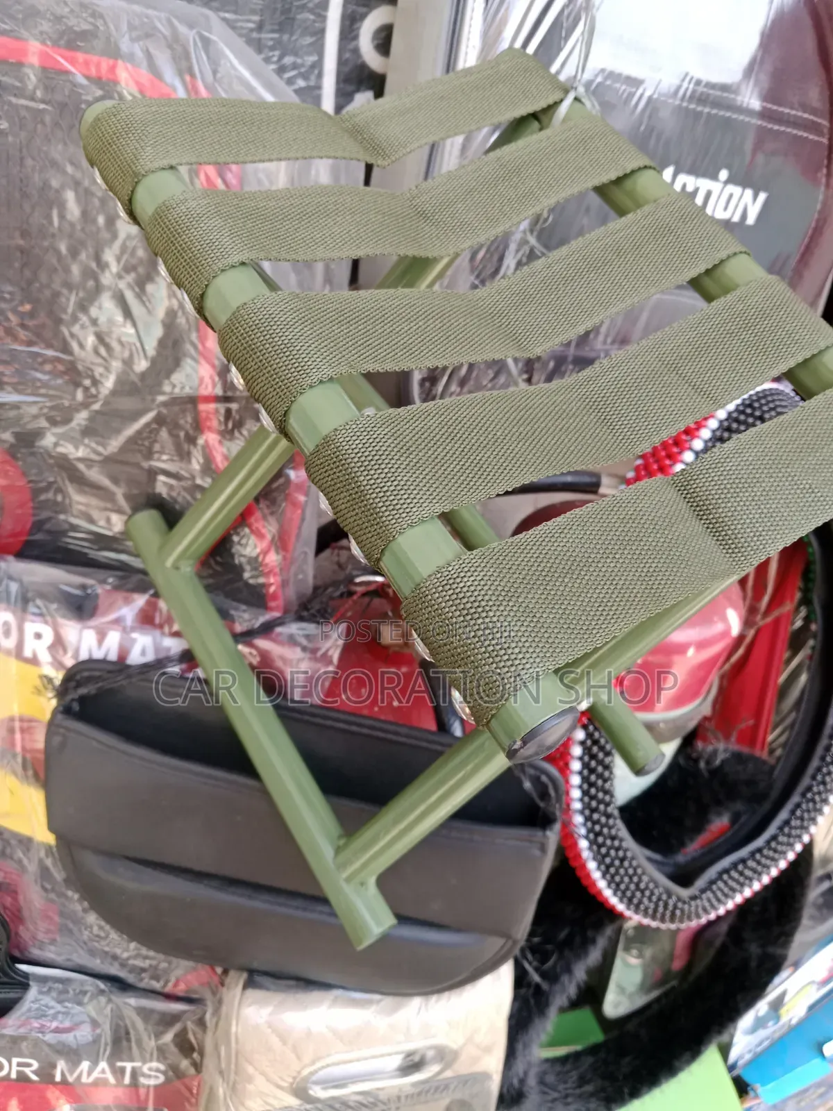 Military Green Style Pottable Camping Stool With Sturdy Metal Frame