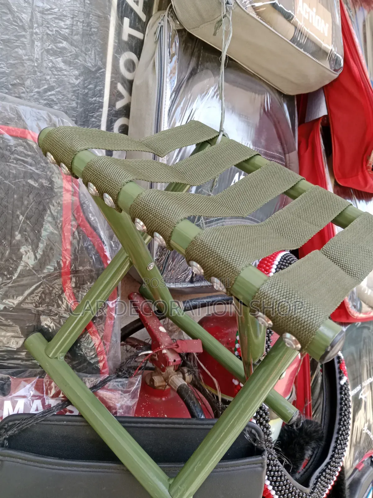 Military Green Style Pottable Camping Stool With Sturdy Metal Frame
