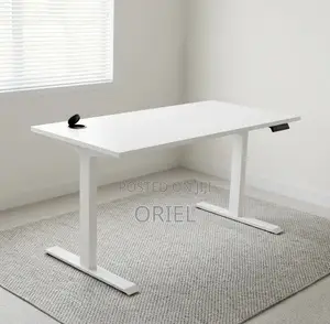 Office Desk : White Electric Standing Desk- 120CM