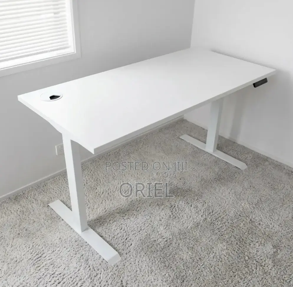 Office Desk : White Electric Standing Desk- 120CM