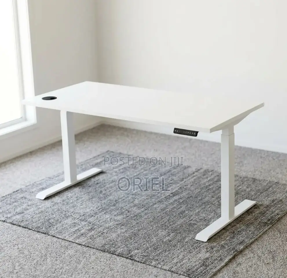 Office Desk : White Electric Standing Desk- 120CM