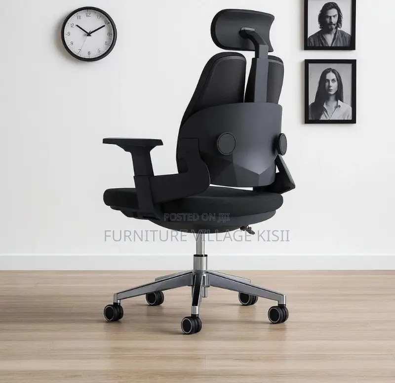 Office Chair; Black Orthopedic High Back Office Chair