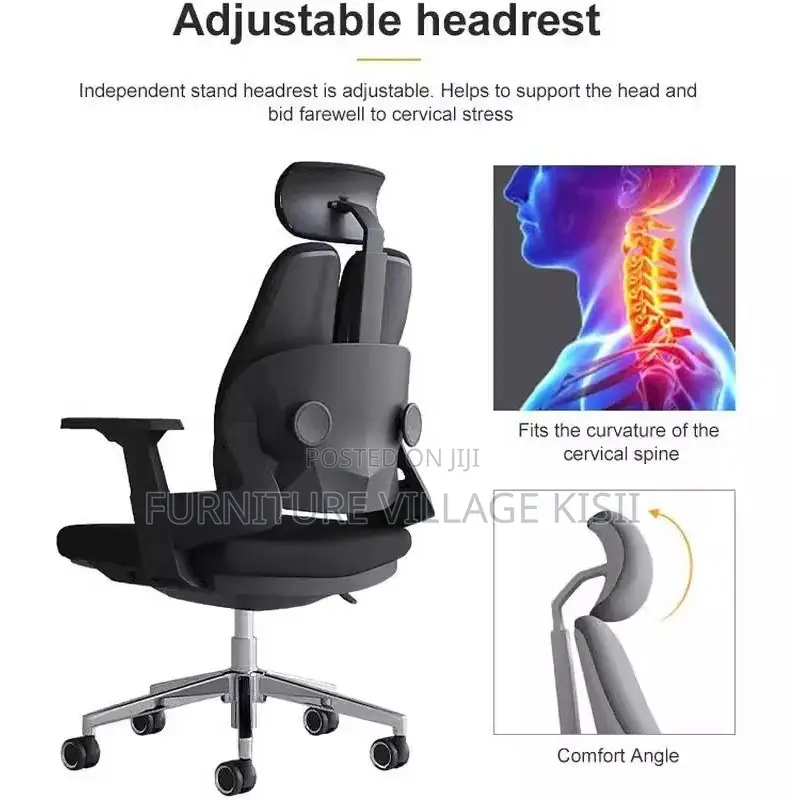 Office Chair; Black Orthopedic High Back Office Chair