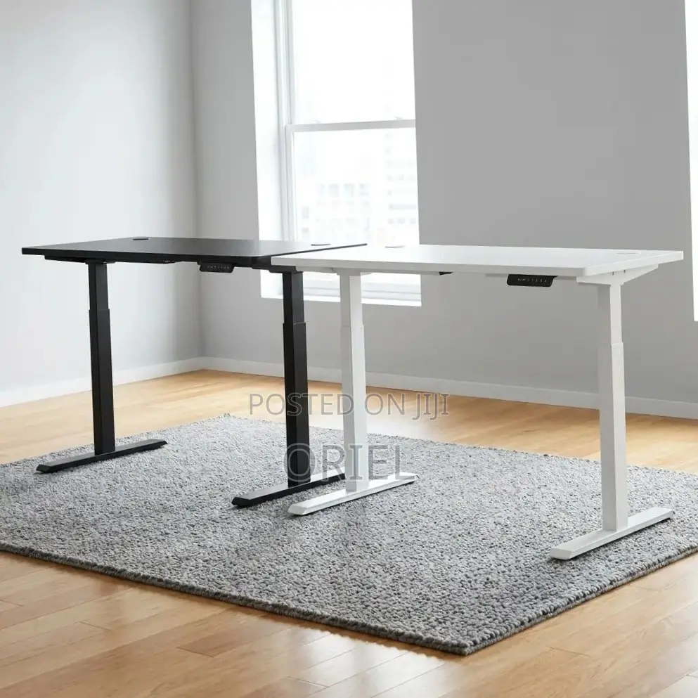 Office Desk : White Electric Standing Desk- 120CM