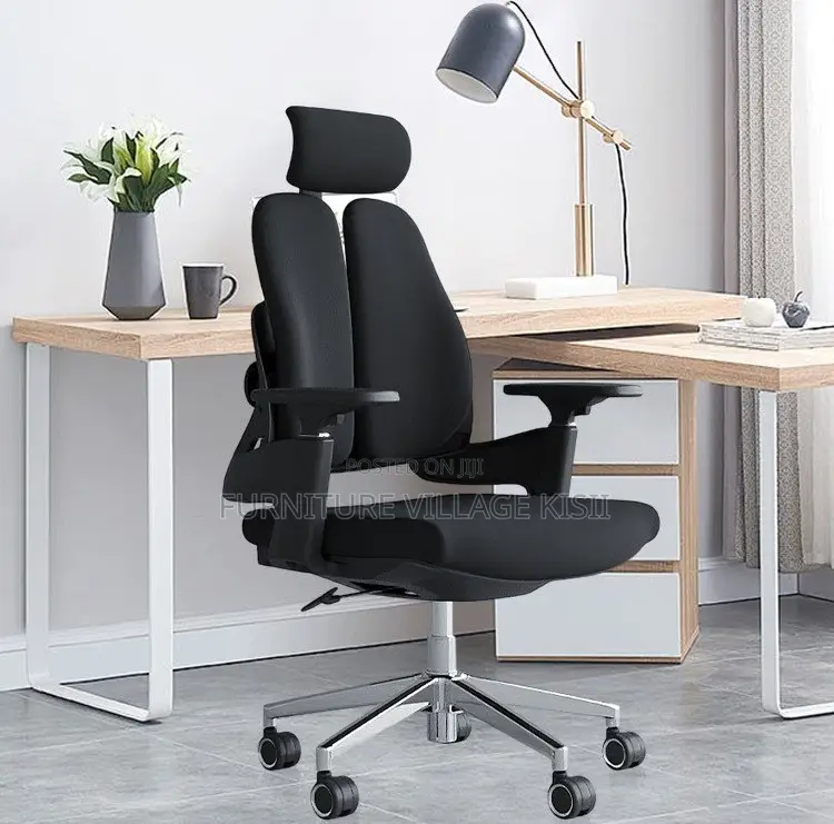 Office Chair; Black Orthopedic High Back Office Chair