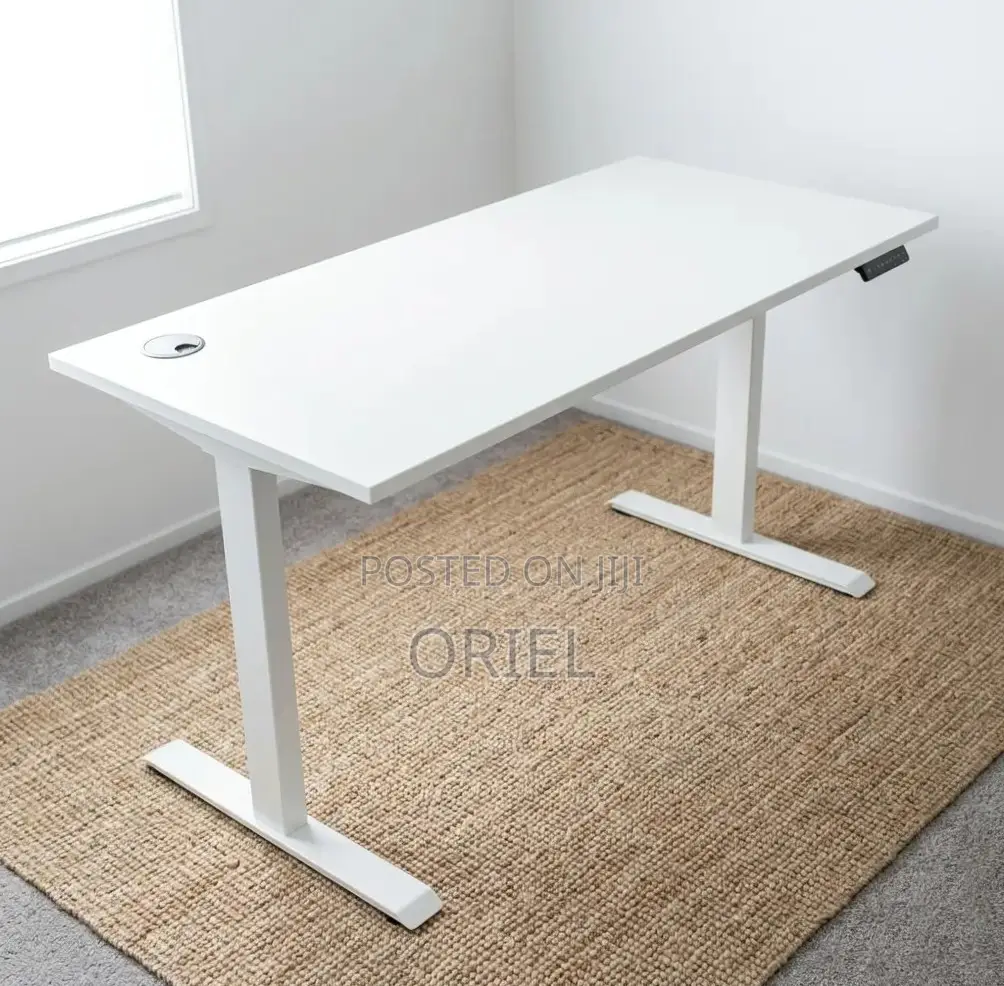 Office Desk : White Electric Standing Desk- 120CM