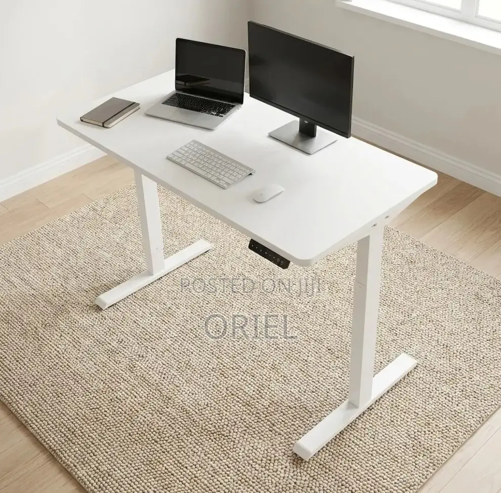 Office Desk : White Electric Standing Desk- 120CM