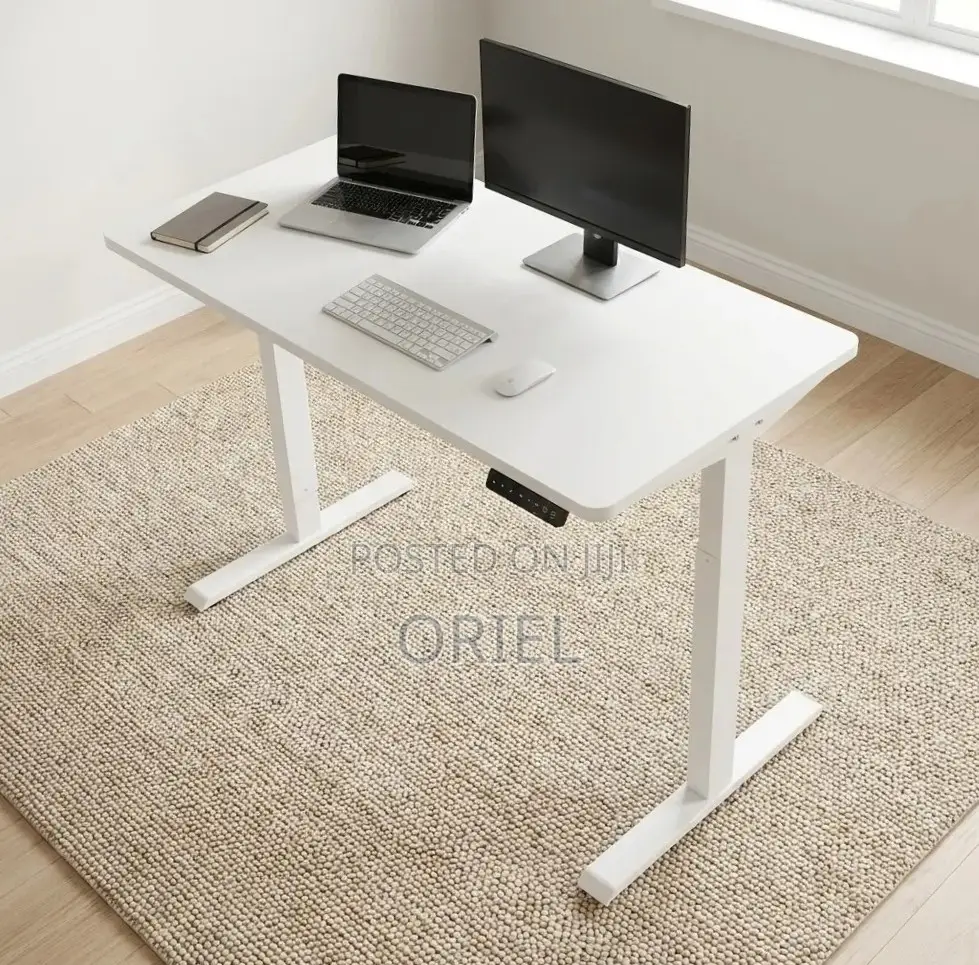 Office Desk : White Electric Standing Desk- 120CM