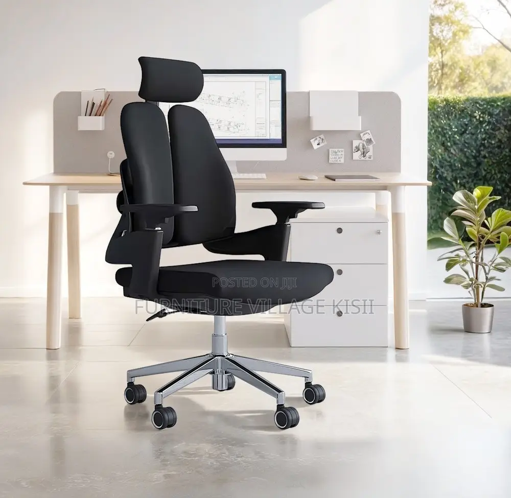 Office Chair; Black Orthopedic High Back Office Chair