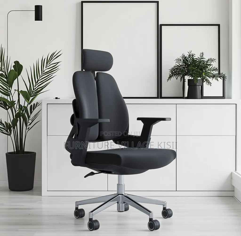 Office Chair; Black Orthopedic High Back Office Chair