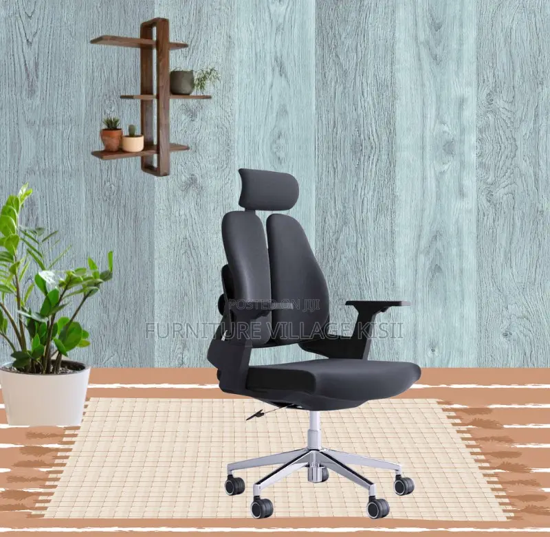 Office Chair; Black Orthopedic High Back Office Chair