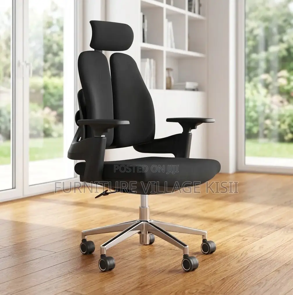 Office Chair; Black Orthopedic High Back Office Chair