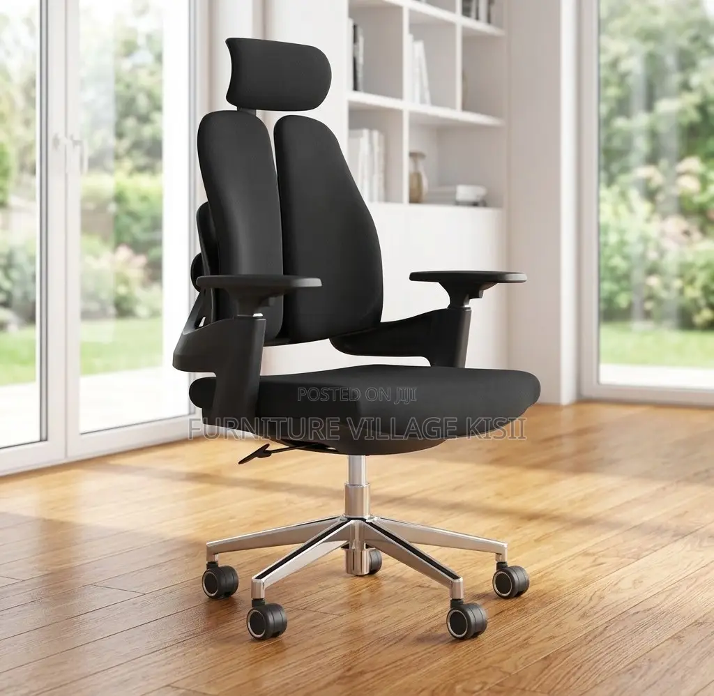 Office Chair; Black Orthopedic High Back Office Chair