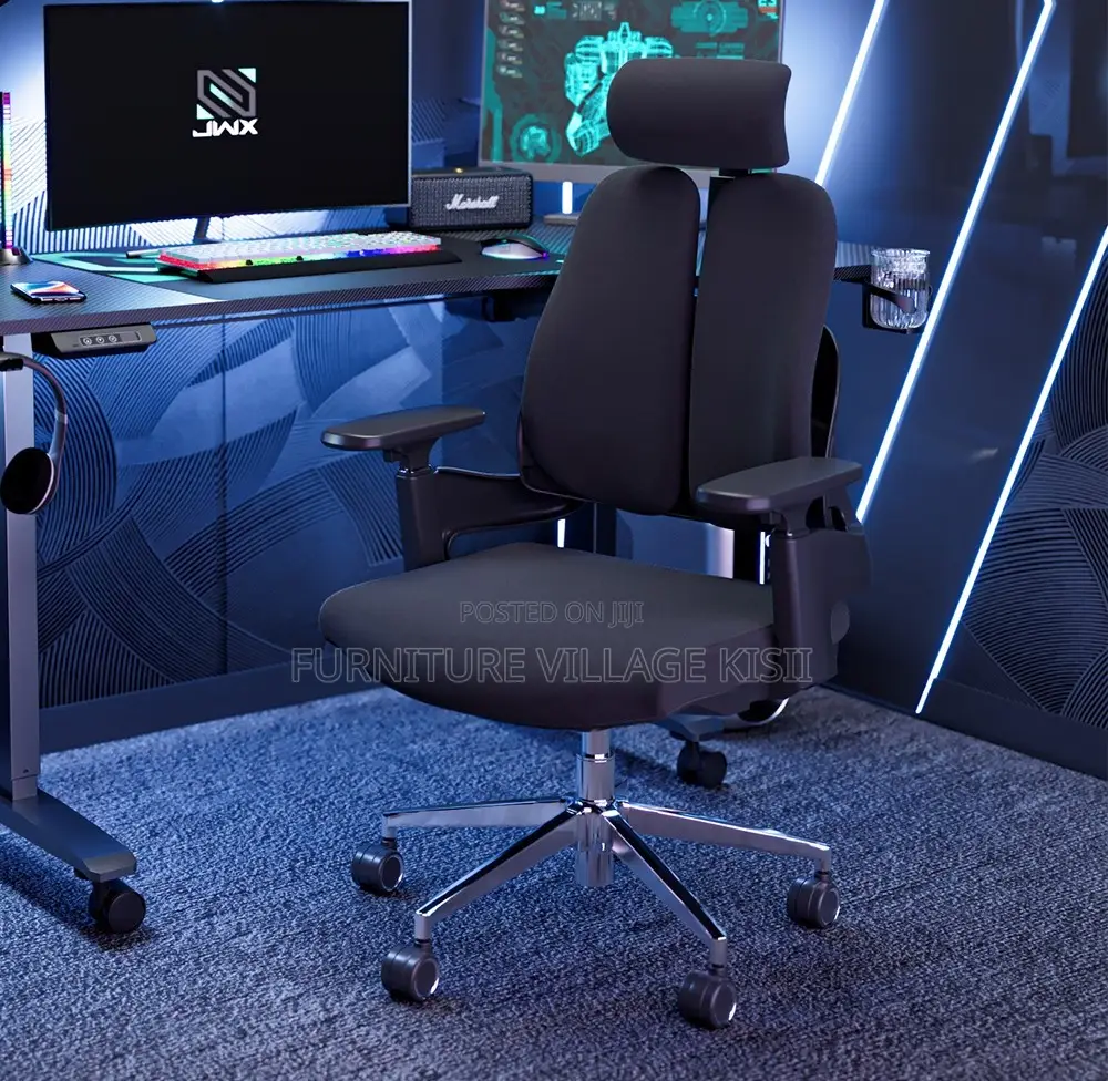 Office Chair; Black Orthopedic High Back Office Chair