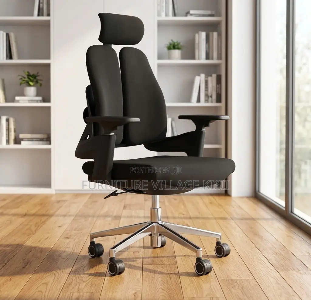 Office Chair; Black Orthopedic High Back Office Chair