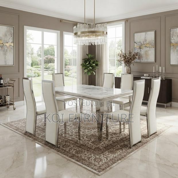 Dining Set; High Marble Six Seaters Dining Set - thumbnail 4