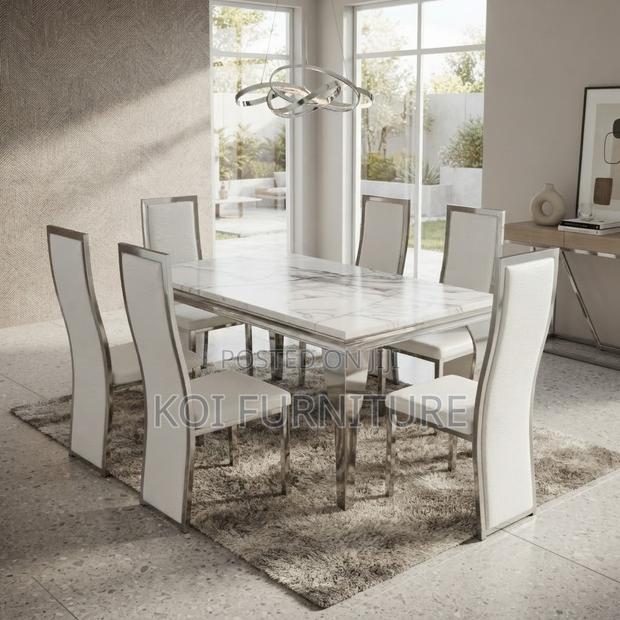 Dining Set; High Marble Six Seaters Dining Set - thumbnail 5