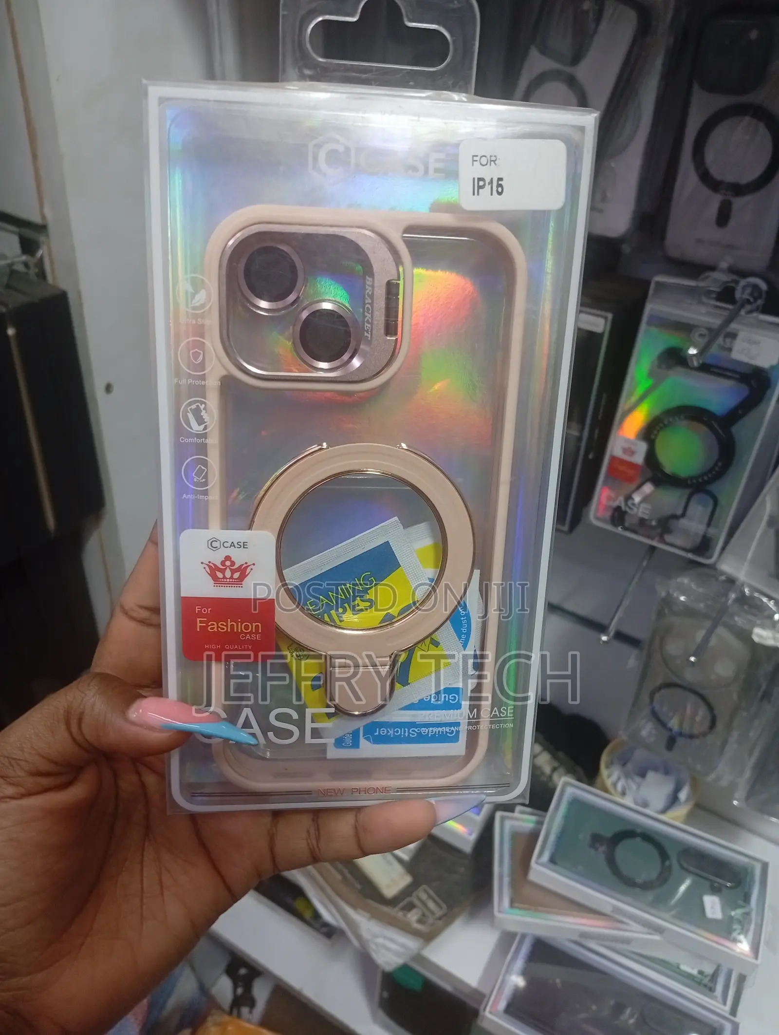 Clear Protective Fashion Phone Case Designed for the Apple iPhone 15.
