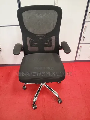 Black Flip-Arm Ergonomic Swivel Chair