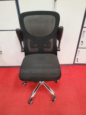 Black Flip-Arm Ergonomic Swivel Chair