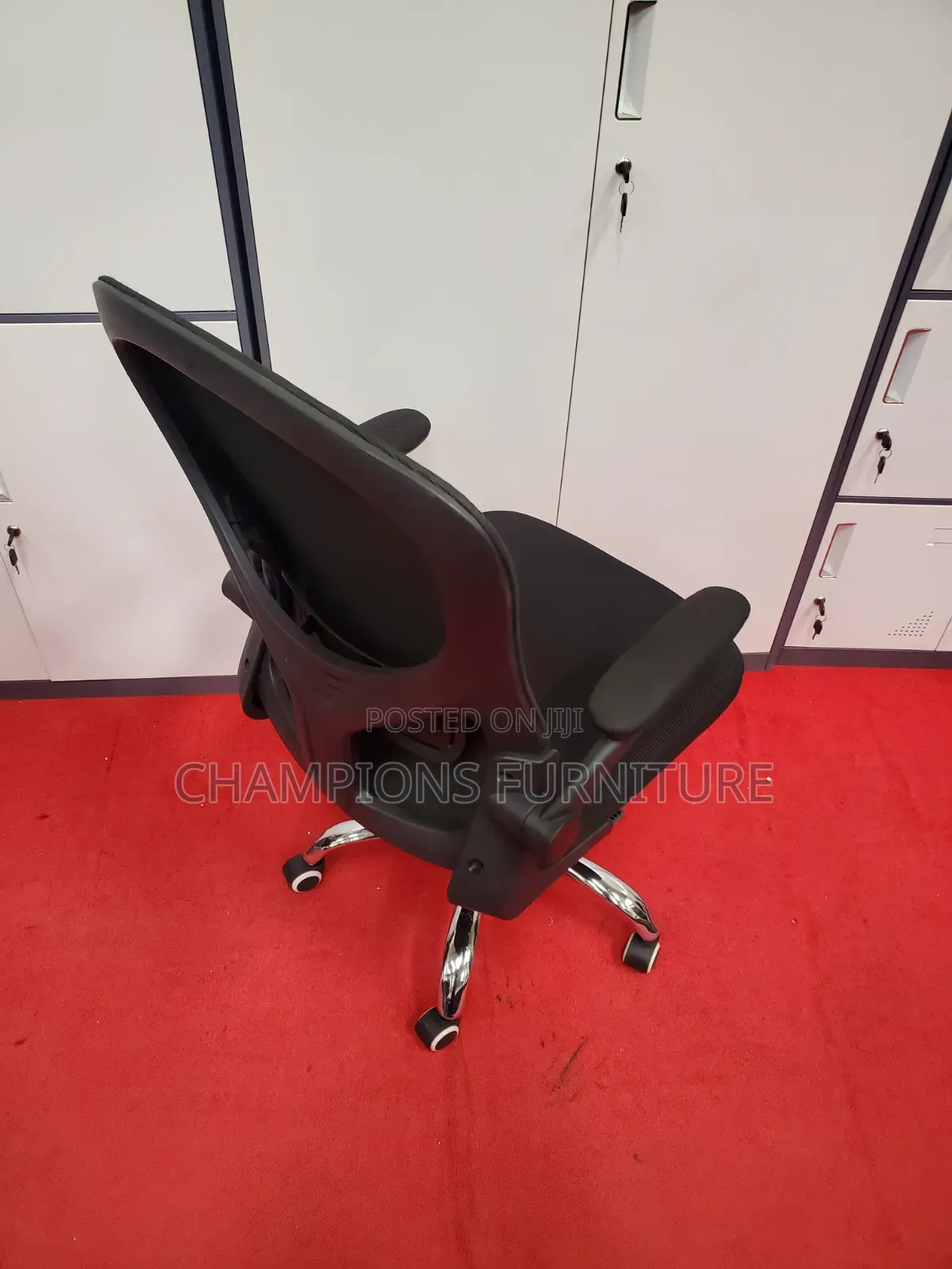 Black Flip-Arm Ergonomic Swivel Chair