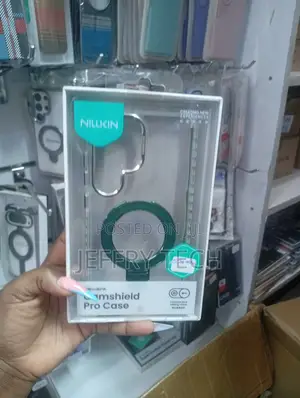 Green Nillkin CamShield Pro Case in a Retail Box With a Camera Lens