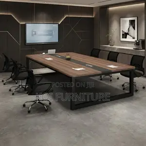 Boardroom Table; Wooden Cabled 2400mm Boardroom Table