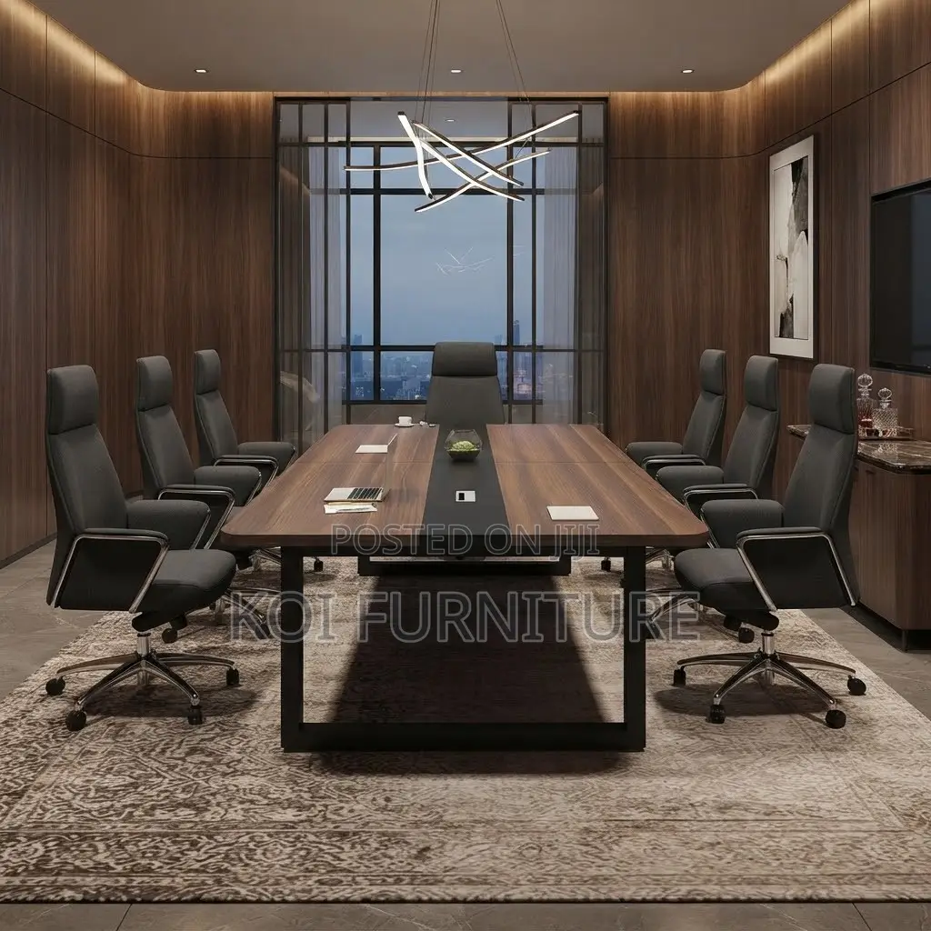 Boardroom Table; Wooden Cabled 2400mm Boardroom Table