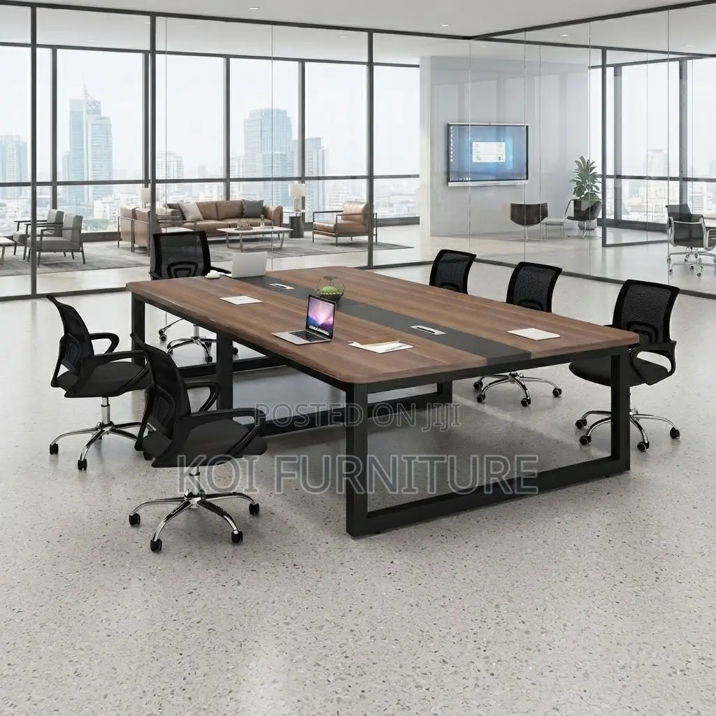 Boardroom Table; Wooden Cabled 2400mm Boardroom Table