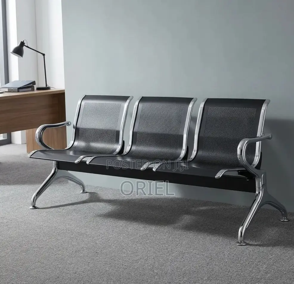 Office Bench : Metallic Steel Waiting Bench - 3-Seater