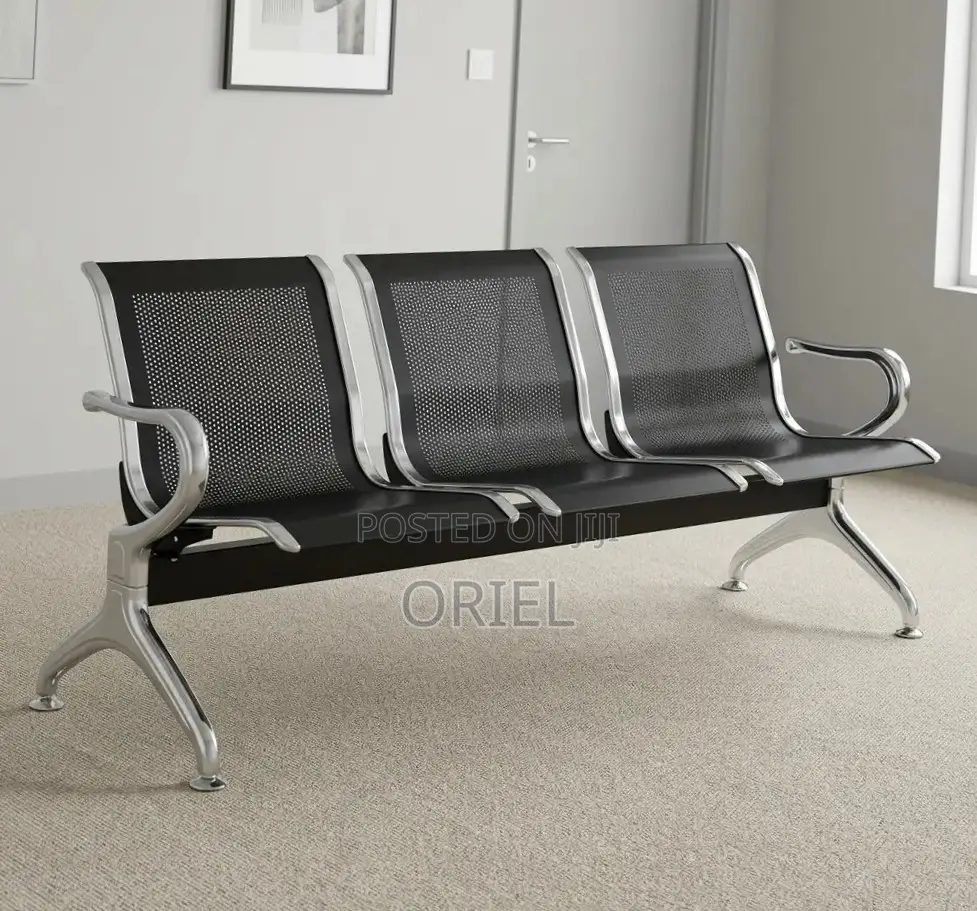Office Bench : Metallic Steel Waiting Bench - 3-Seater