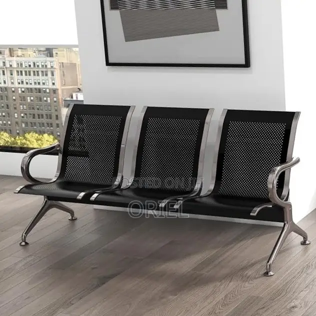 Office Bench : Metallic Steel Waiting Bench - 3-Seater