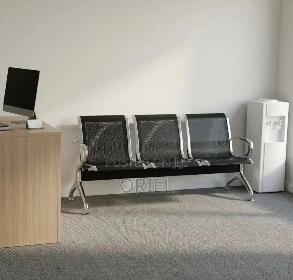 Office Bench : Metallic Steel Waiting Bench - 3-Seater