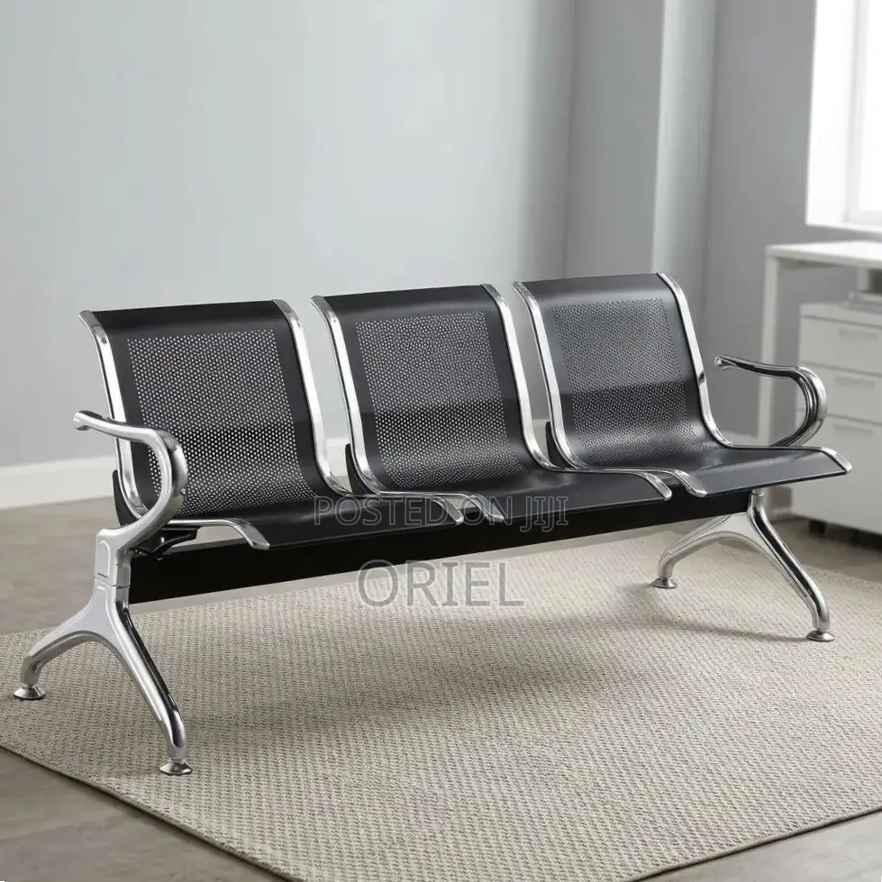 Office Bench : Metallic Steel Waiting Bench - 3-Seater
