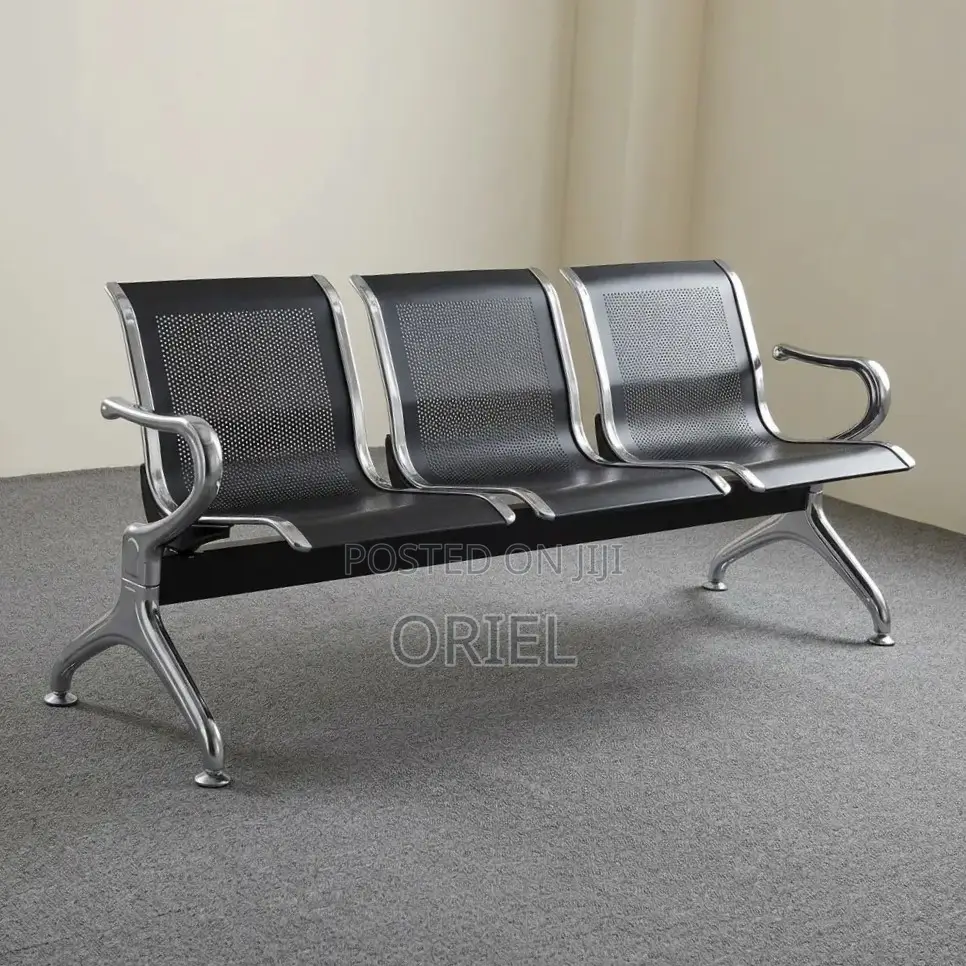 Office Bench : Metallic Steel Waiting Bench - 3-Seater