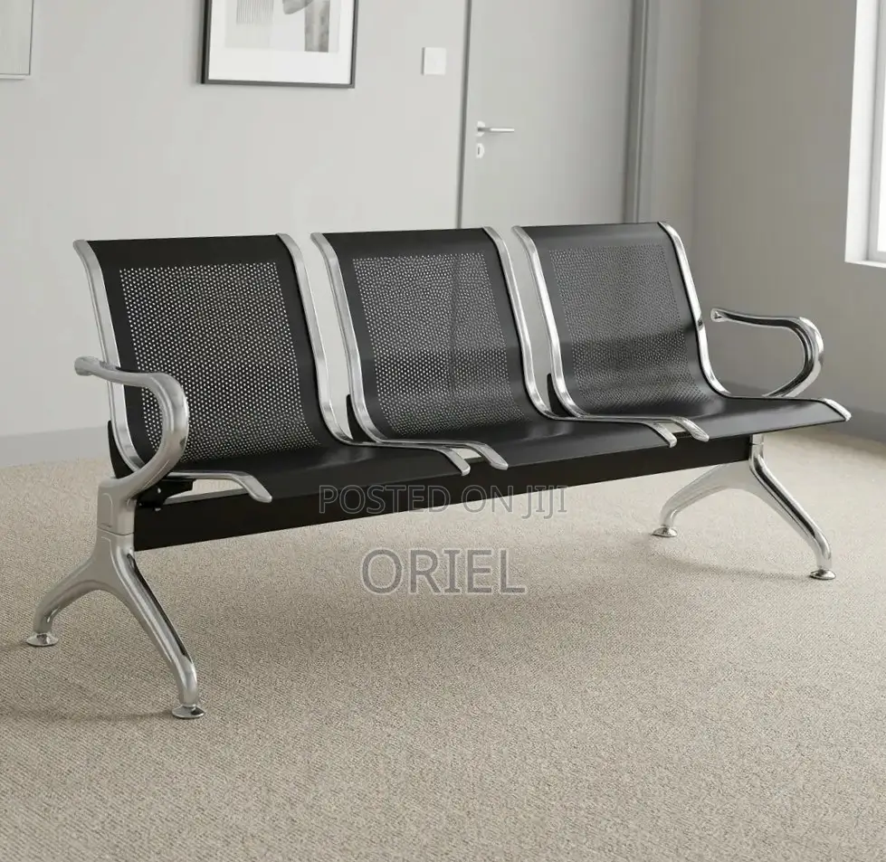 Office Bench : Metallic Steel Waiting Bench - 3-Seater