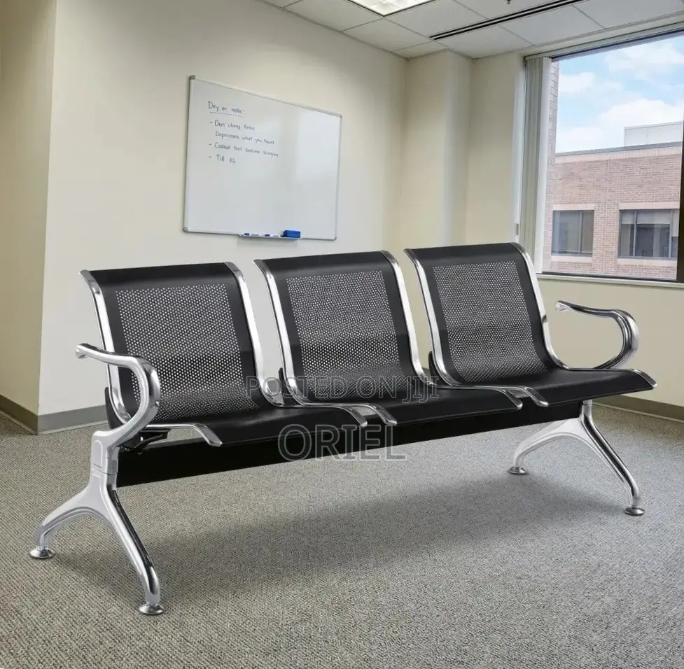 Office Bench : Metallic Steel Waiting Bench - 3-Seater