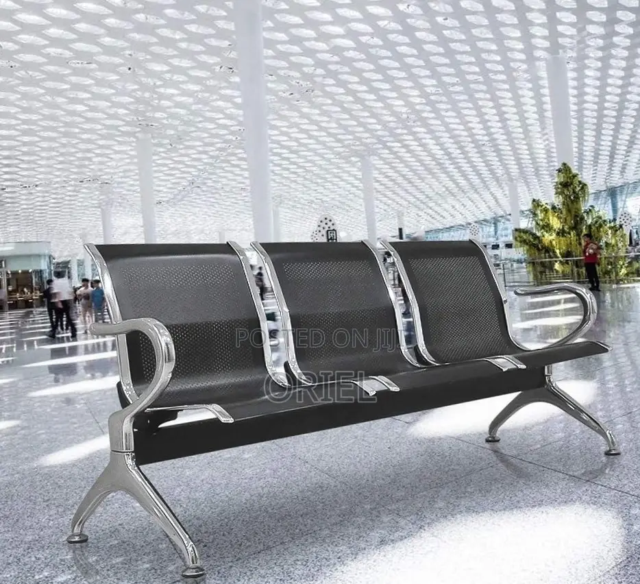 Office Bench : Metallic Steel Waiting Bench - 3-Seater