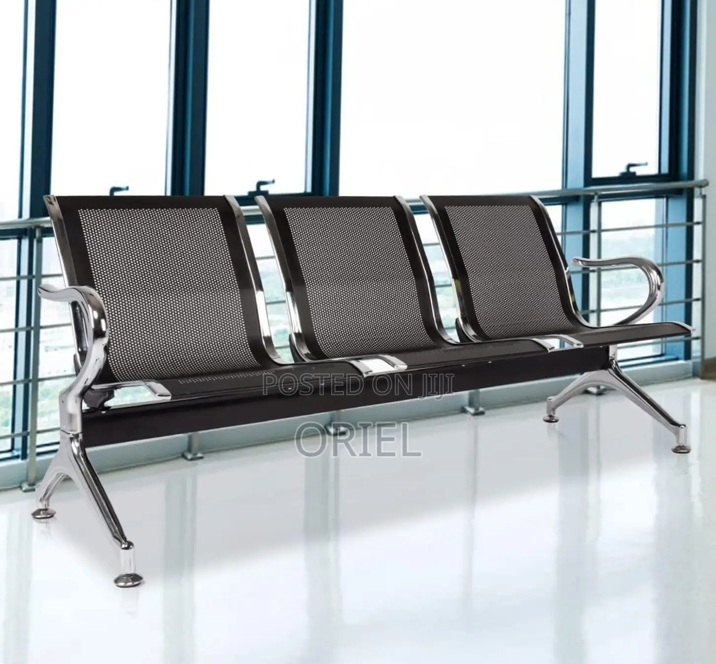 Office Bench : Metallic Steel Waiting Bench - 3-Seater