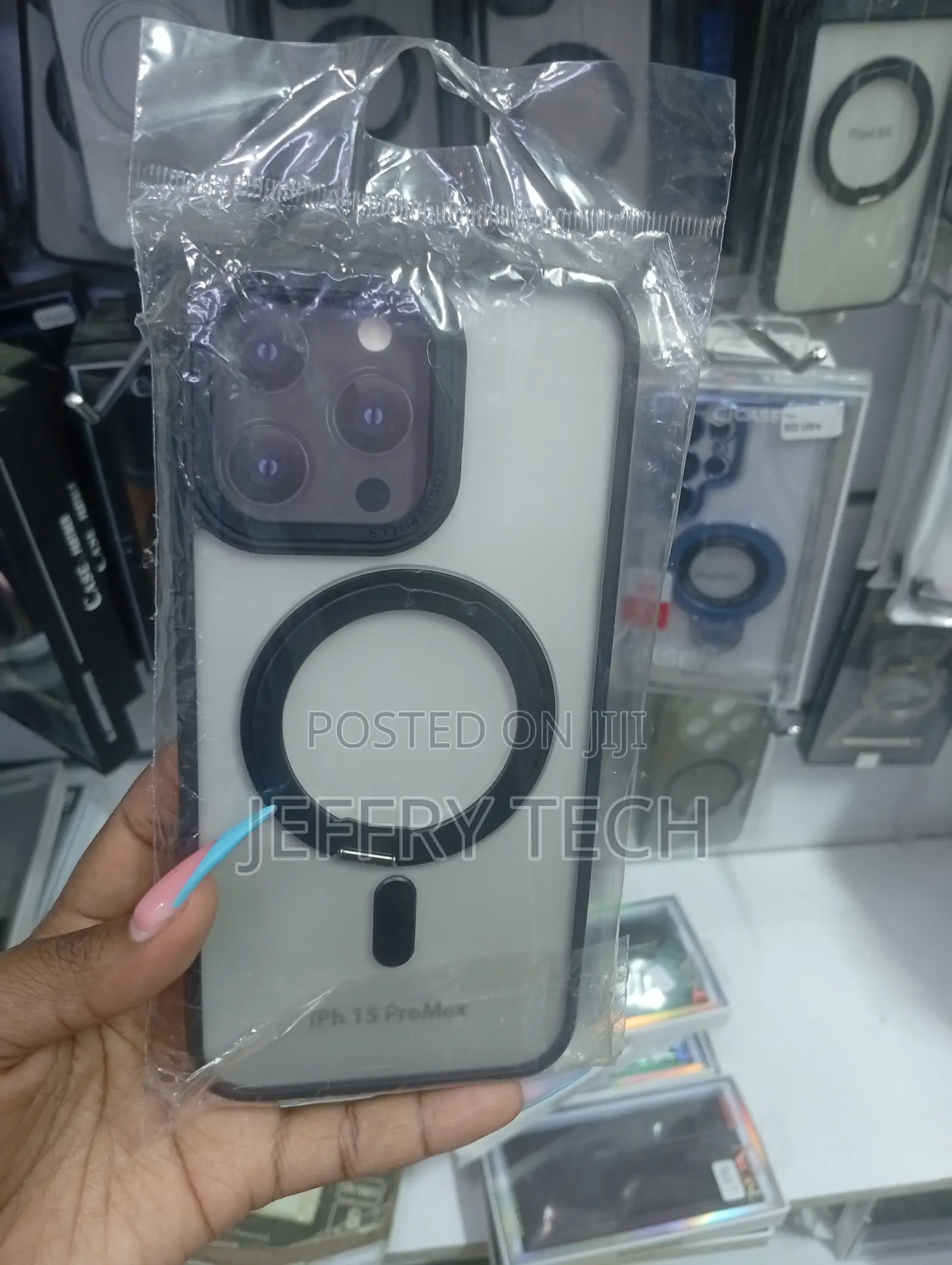 Transparent MagSafe Phone Case Designed for the iPhone 15 Pro Max.