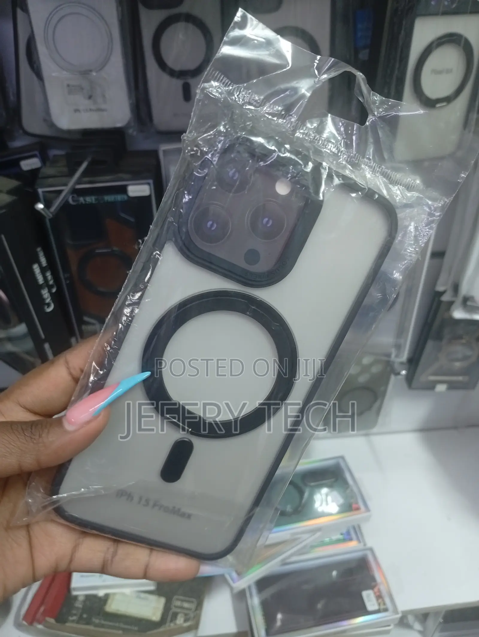 Transparent MagSafe Phone Case Designed for the iPhone 15 Pro Max.
