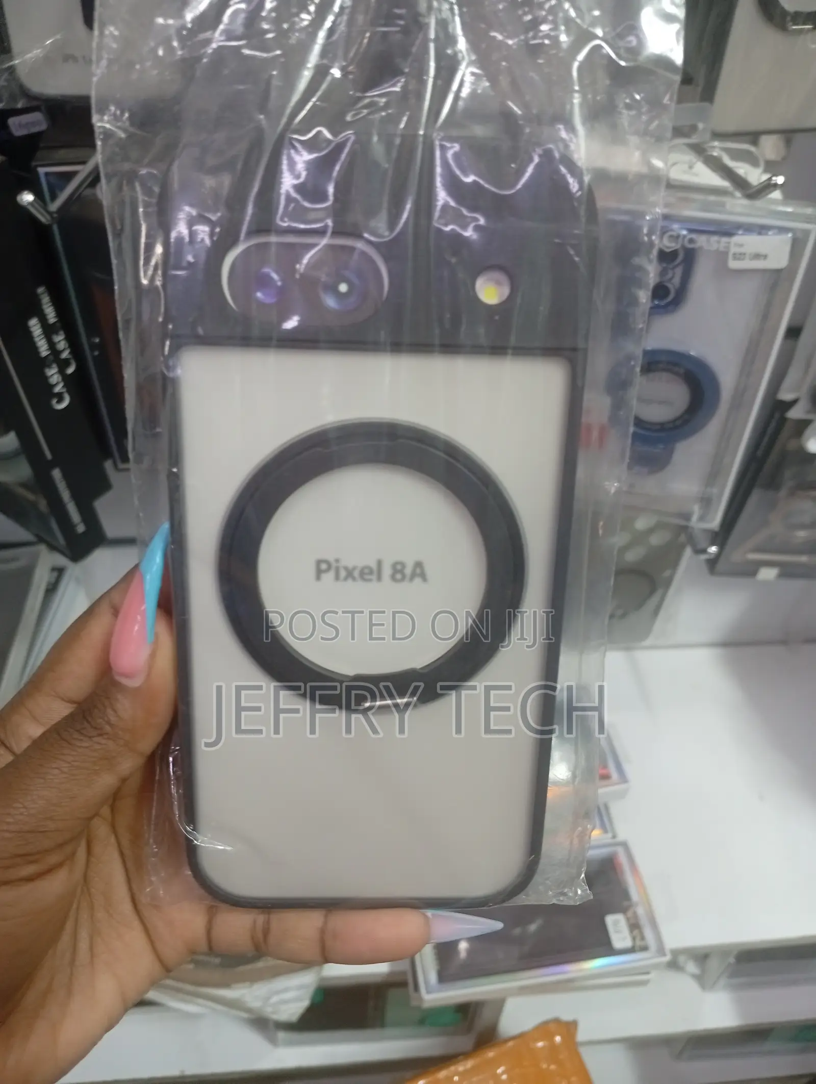 Matte Phone Case With a Magnetic Ring Stand for the Google Pixel 8A