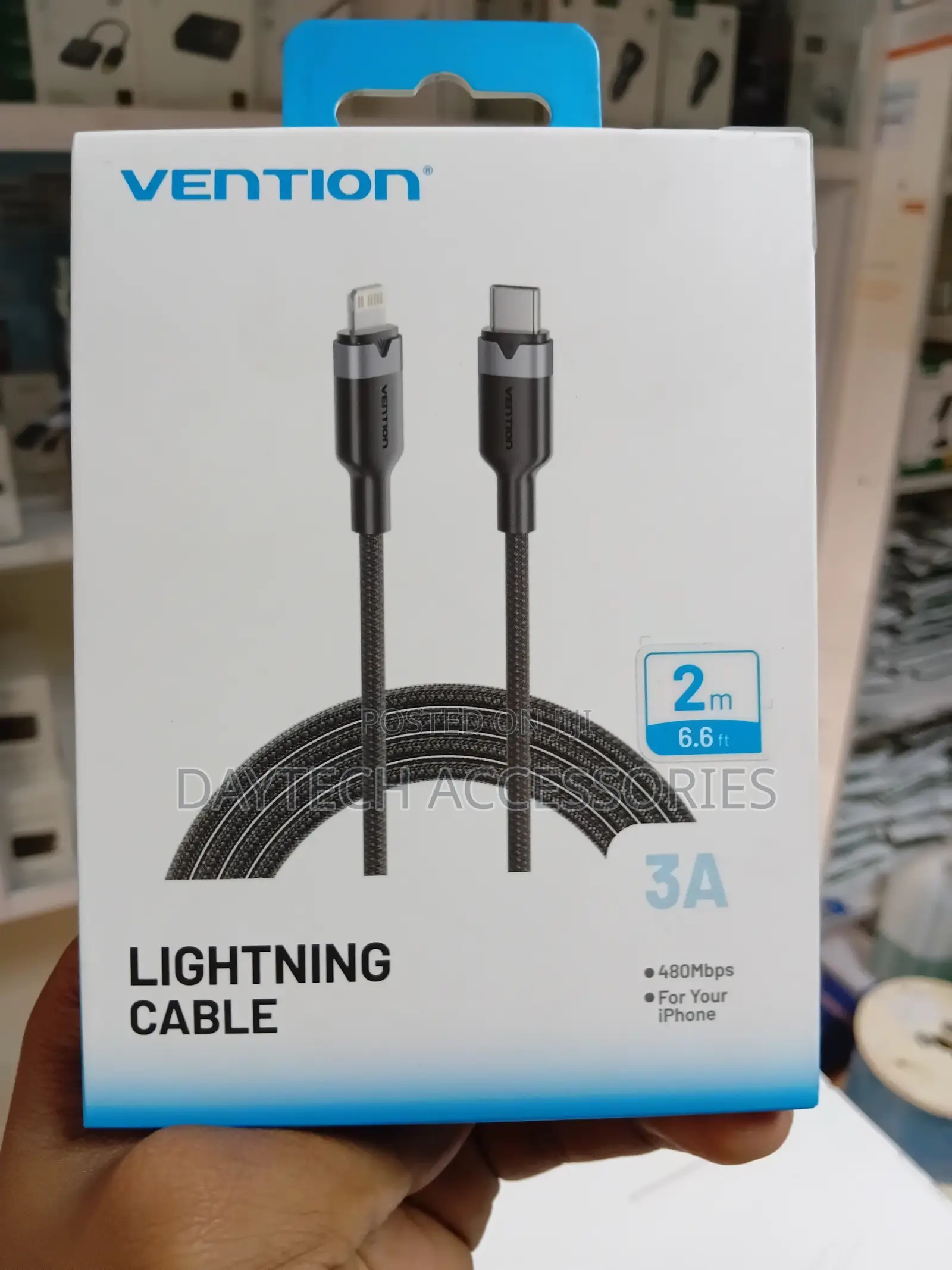 Vention 2-Meter 3A Braided USB-C to Lightning Fast-Charging Cable.