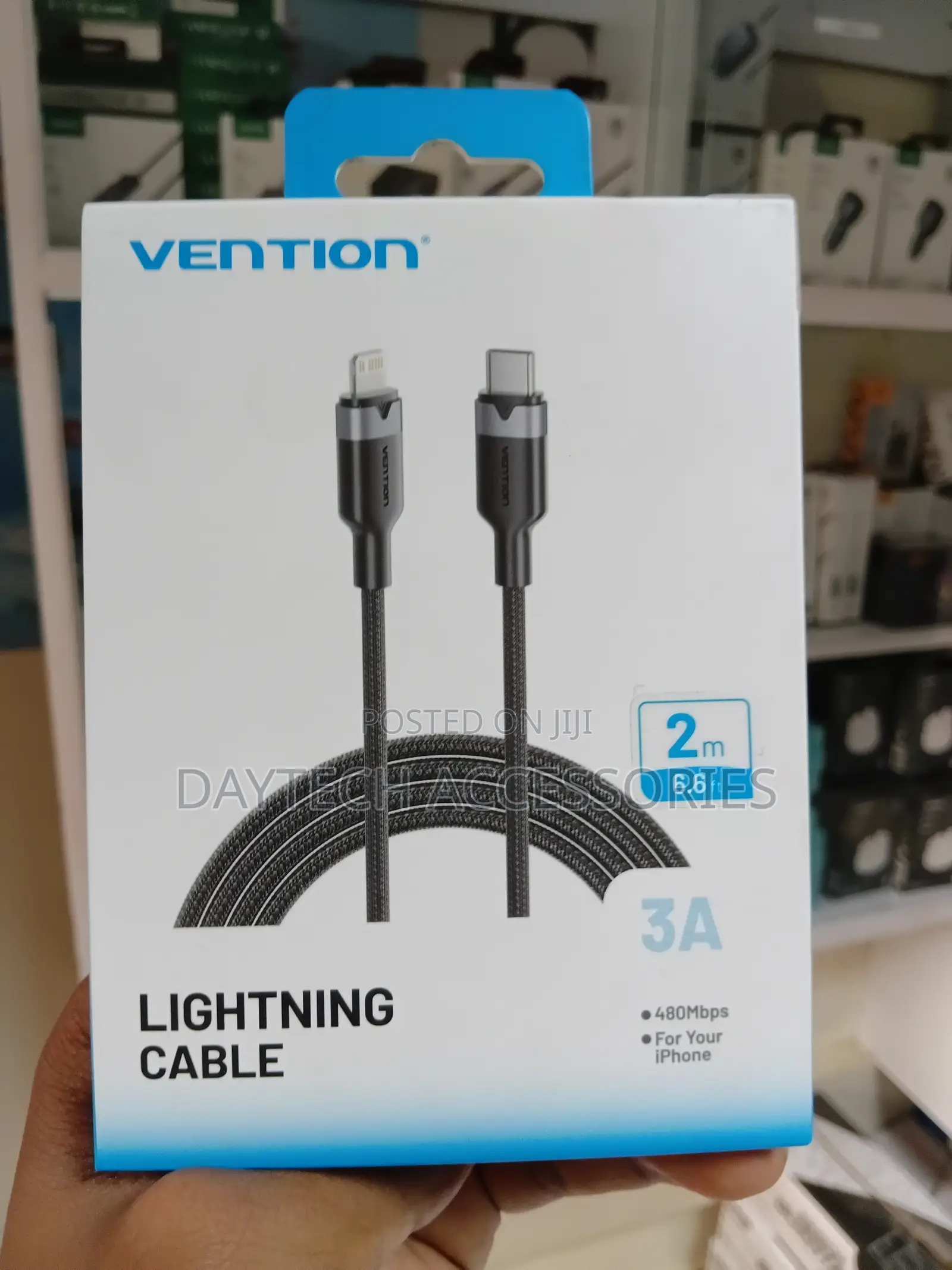 Vention 2-Meter 3A Braided USB-C to Lightning Fast-Charging Cable.