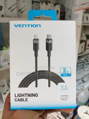 Vention 2-Meter 3A Braided USB-C to Lightning Fast-Charging Cable.