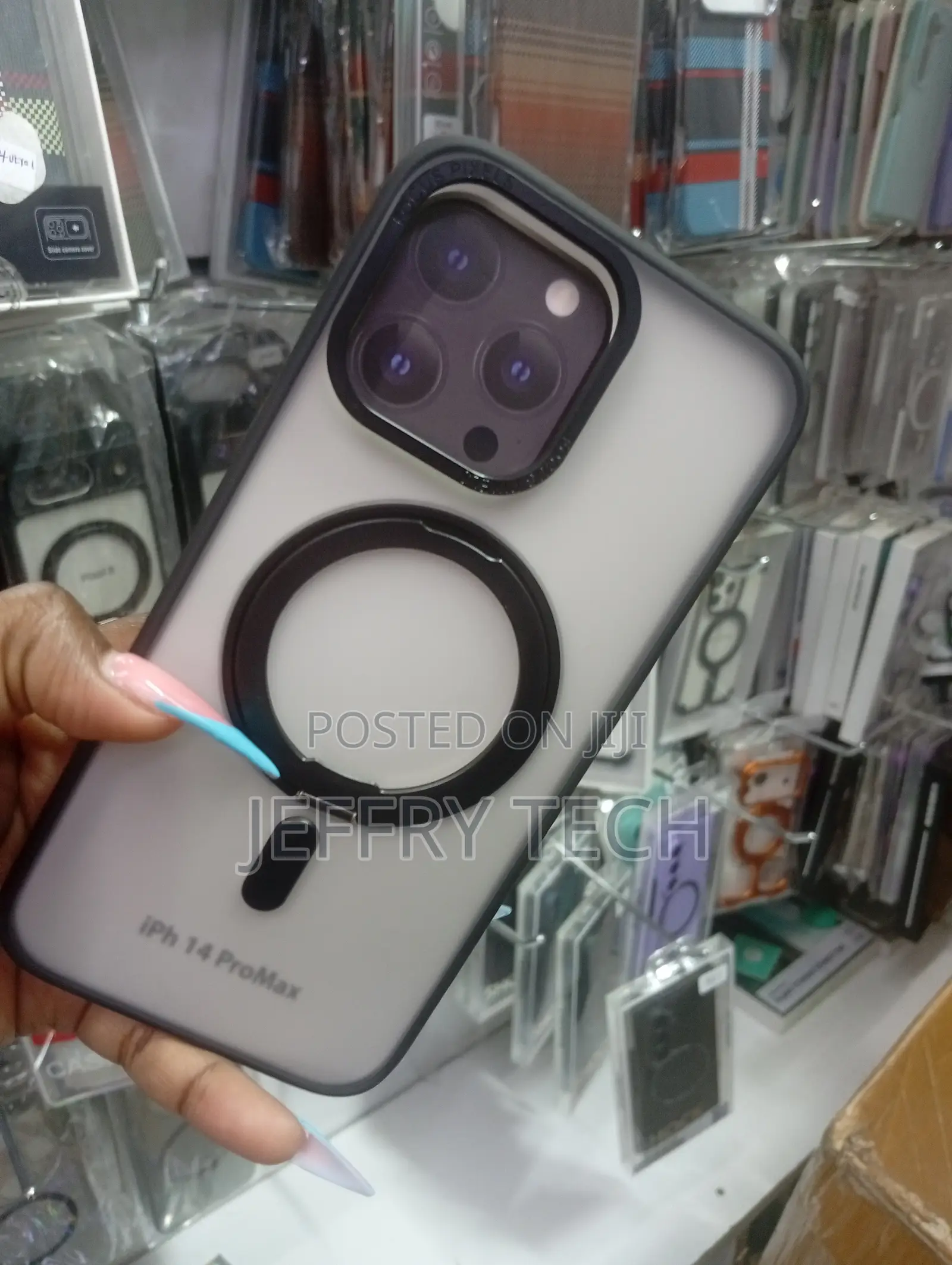 Translucent Magnetic Case With a Ring Stand for the iPhone 14 Pro Max